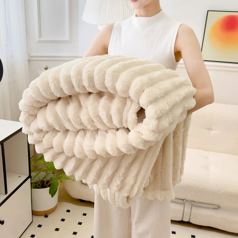 Premium 300GSM Bamboo Fleece Blanket | Soft & Warm Striped Throw | Anti-Pilling | Gift-Ready