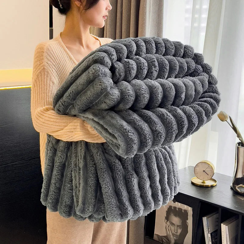 Premium 300GSM Bamboo Fleece Blanket | Soft & Warm Striped Throw | Anti-Pilling | Gift-Ready