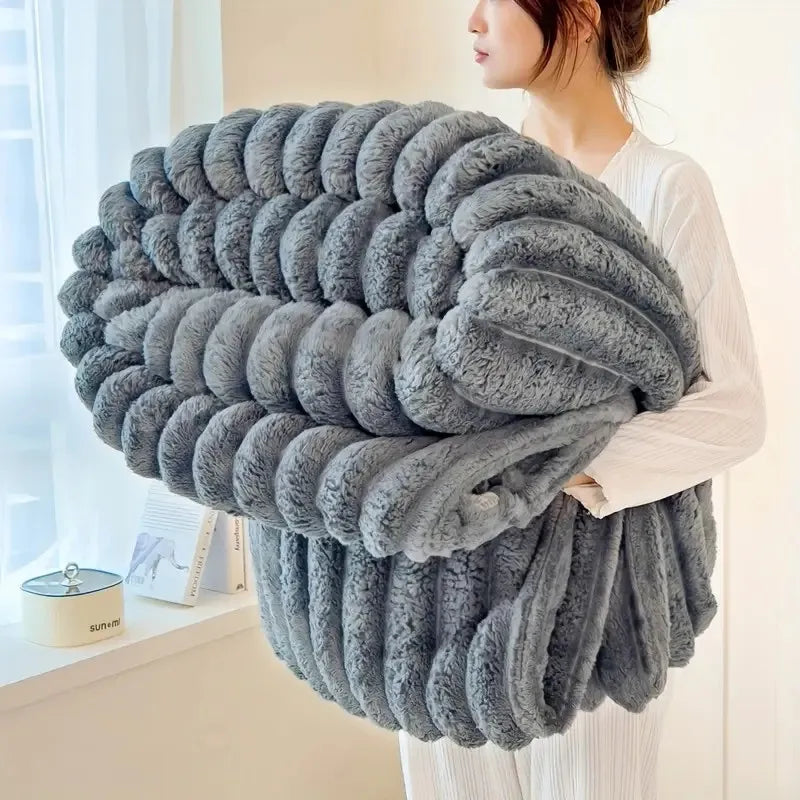Striped Flannel Fleece Blanket | Ultra-Soft Lightweight Throw | 100% Polyester | Cozy Bed & Couch Blanket