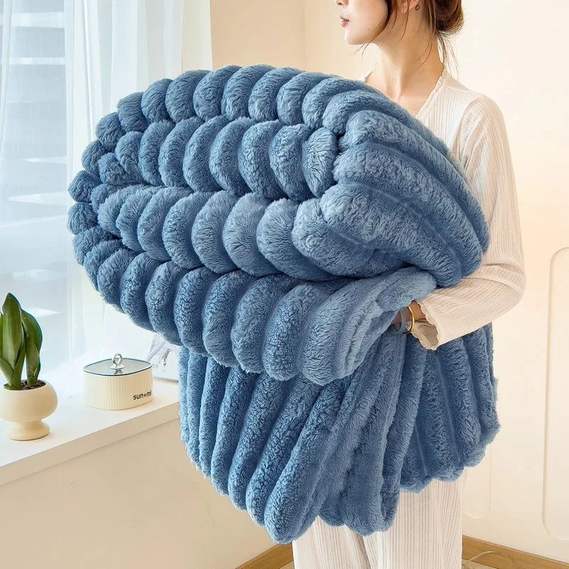 Premium 300GSM Bamboo Fleece Blanket | Soft & Warm Striped Throw | Anti-Pilling | Gift-Ready
