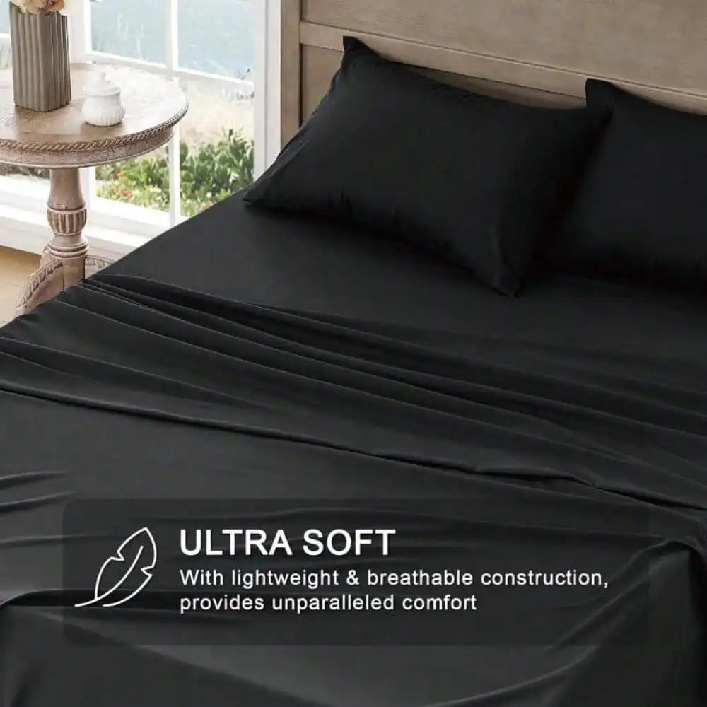 Ultra Soft Brushed Microfiber Bed Sheet Set | Deep Pocket Hotel Luxury Sheets | Cooling & Breathable | 3/4 Piece Set