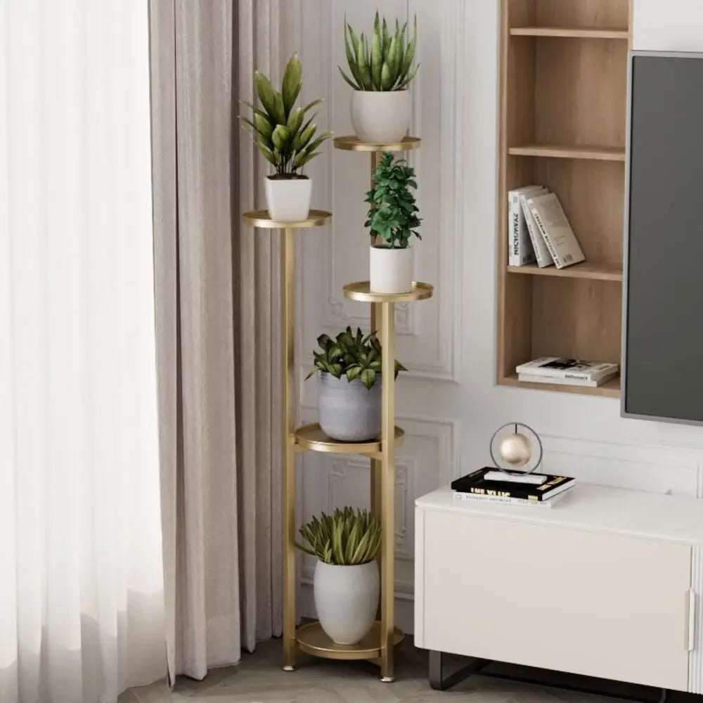 5-Tier Metal Plant Stand | Indoor Corner Planter Shelf | Anti-Slip Feet | Home & Office Decor