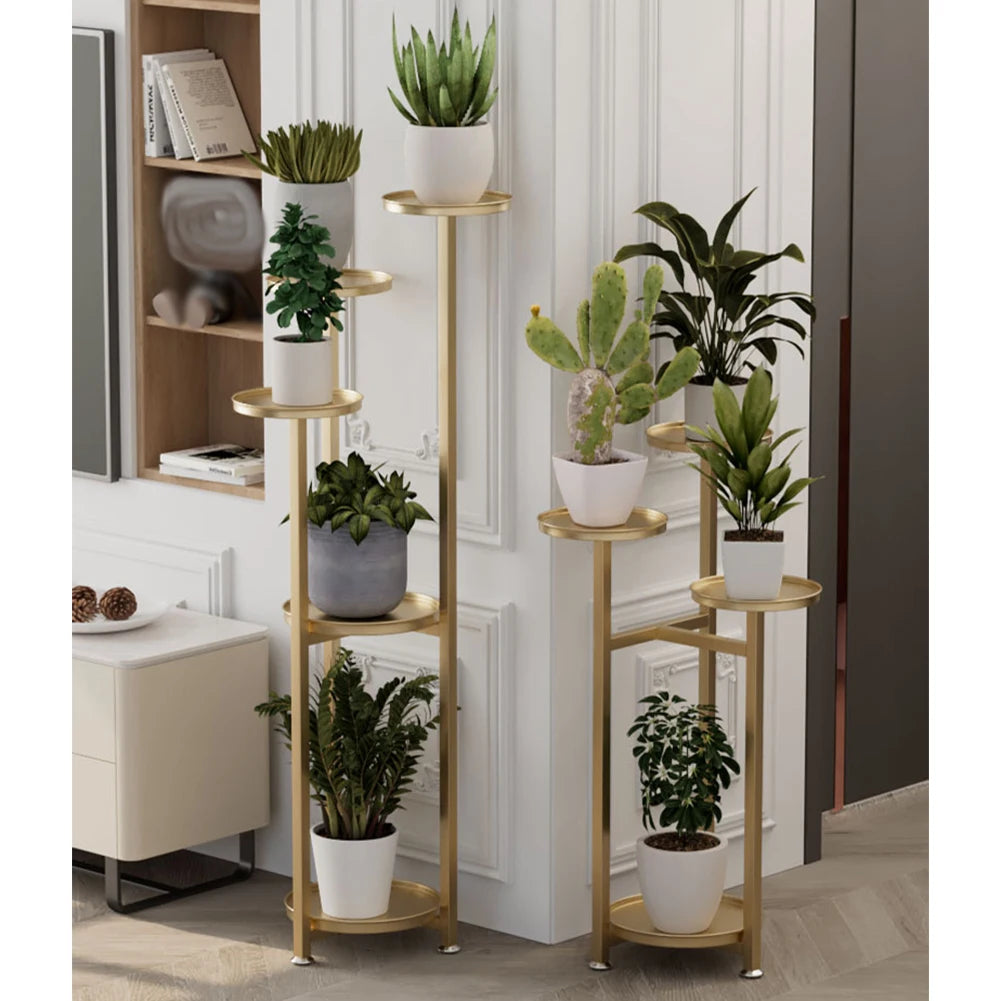 5-Tier Metal Plant Stand | Indoor Corner Planter Shelf | Anti-Slip Feet | Home & Office Decor