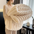 Premium 300GSM Bamboo Fleece Blanket | Soft & Warm Striped Throw | Anti-Pilling | Gift-Ready