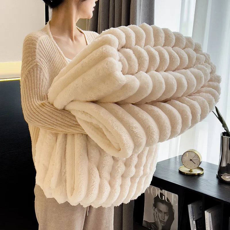 Premium 300GSM Bamboo Fleece Blanket | Soft & Warm Striped Throw | Anti-Pilling | Gift-Ready