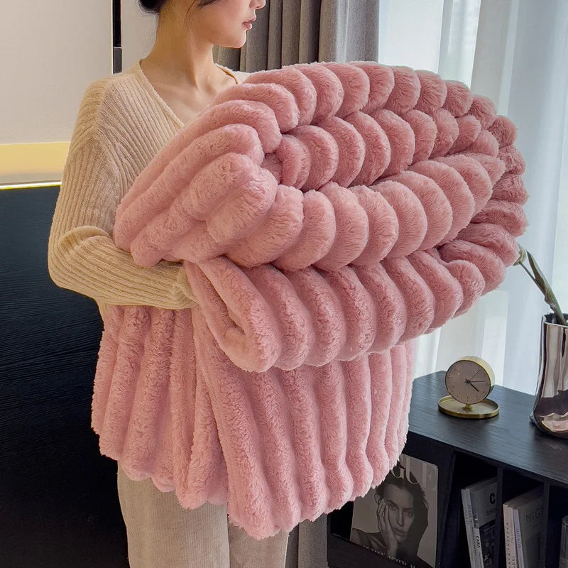 Premium 300GSM Bamboo Fleece Blanket | Soft & Warm Striped Throw | Anti-Pilling | Gift-Ready