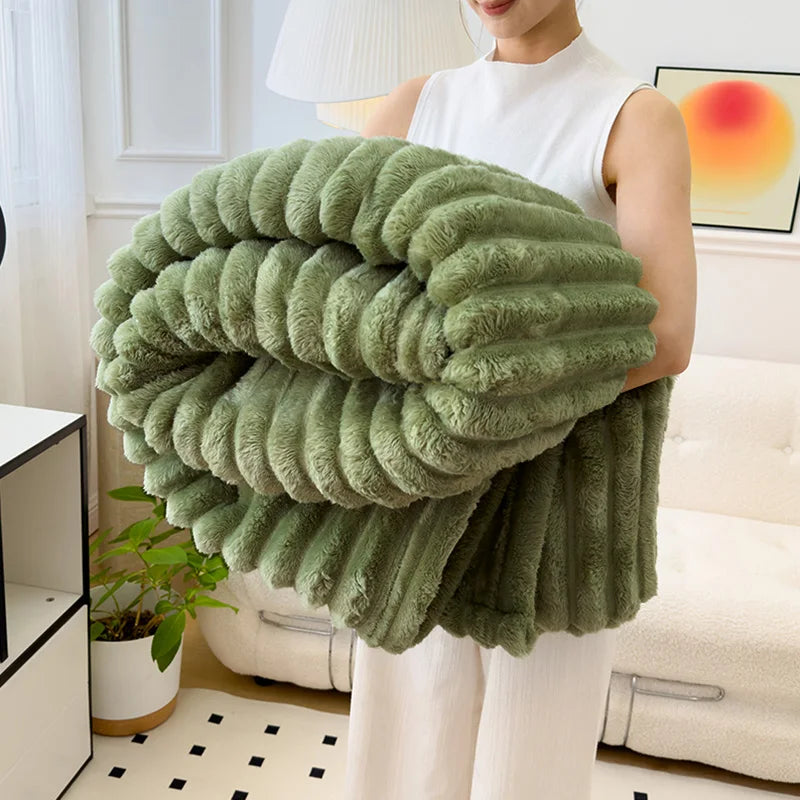 Premium 300GSM Bamboo Fleece Blanket | Soft & Warm Striped Throw | Anti-Pilling | Gift-Ready