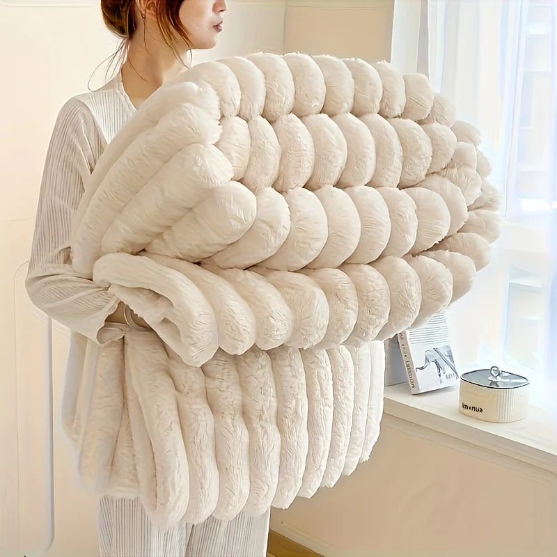 Premium 300GSM Bamboo Fleece Blanket | Soft & Warm Striped Throw | Anti-Pilling | Gift-Ready