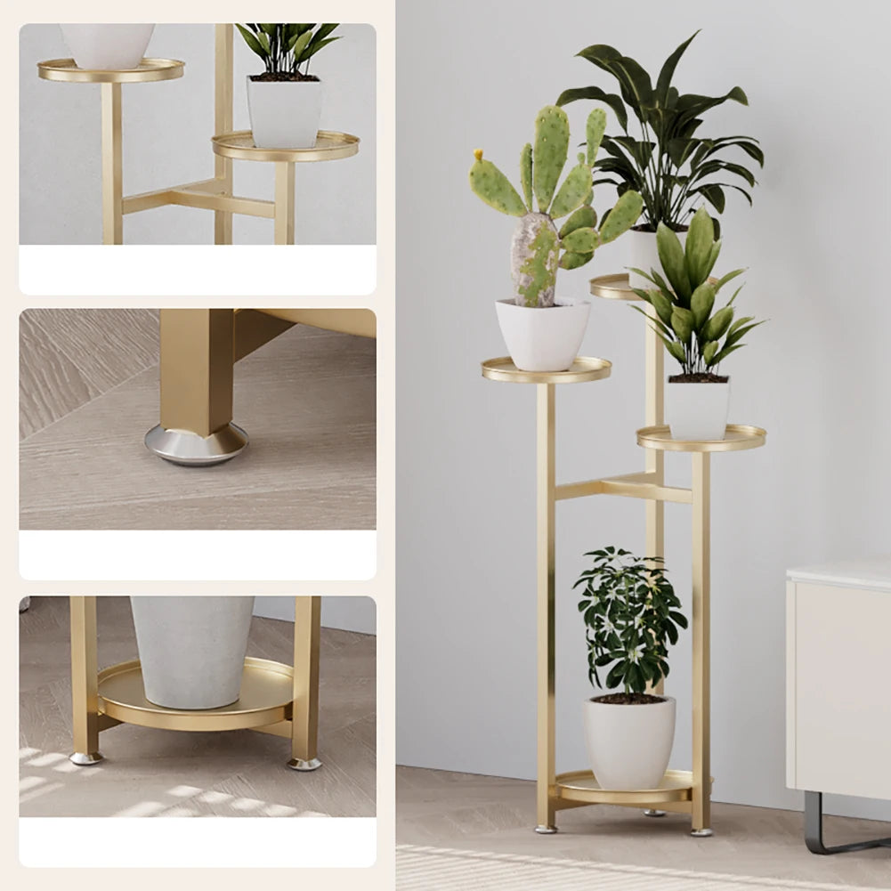 5-Tier Metal Plant Stand | Indoor Corner Planter Shelf | Anti-Slip Feet | Home & Office Decor