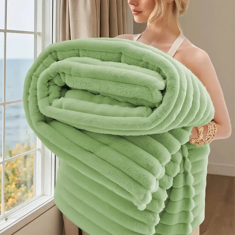 Striped Flannel Fleece Blanket | Ultra-Soft Lightweight Throw | 100% Polyester | Cozy Bed & Couch Blanket