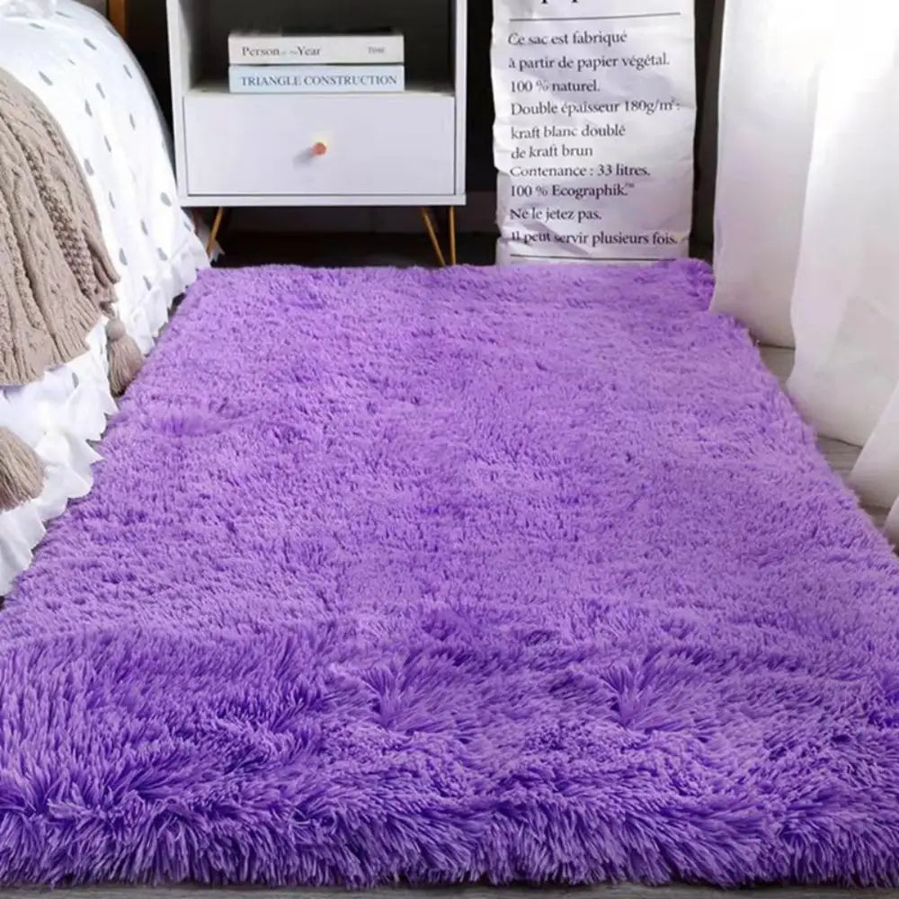 Ultra Soft Silk & Wool Area Rug | Plush Solid Color Carpet | Anti-Slip Bedroom & Living Room Floor Mat | Machine Washable