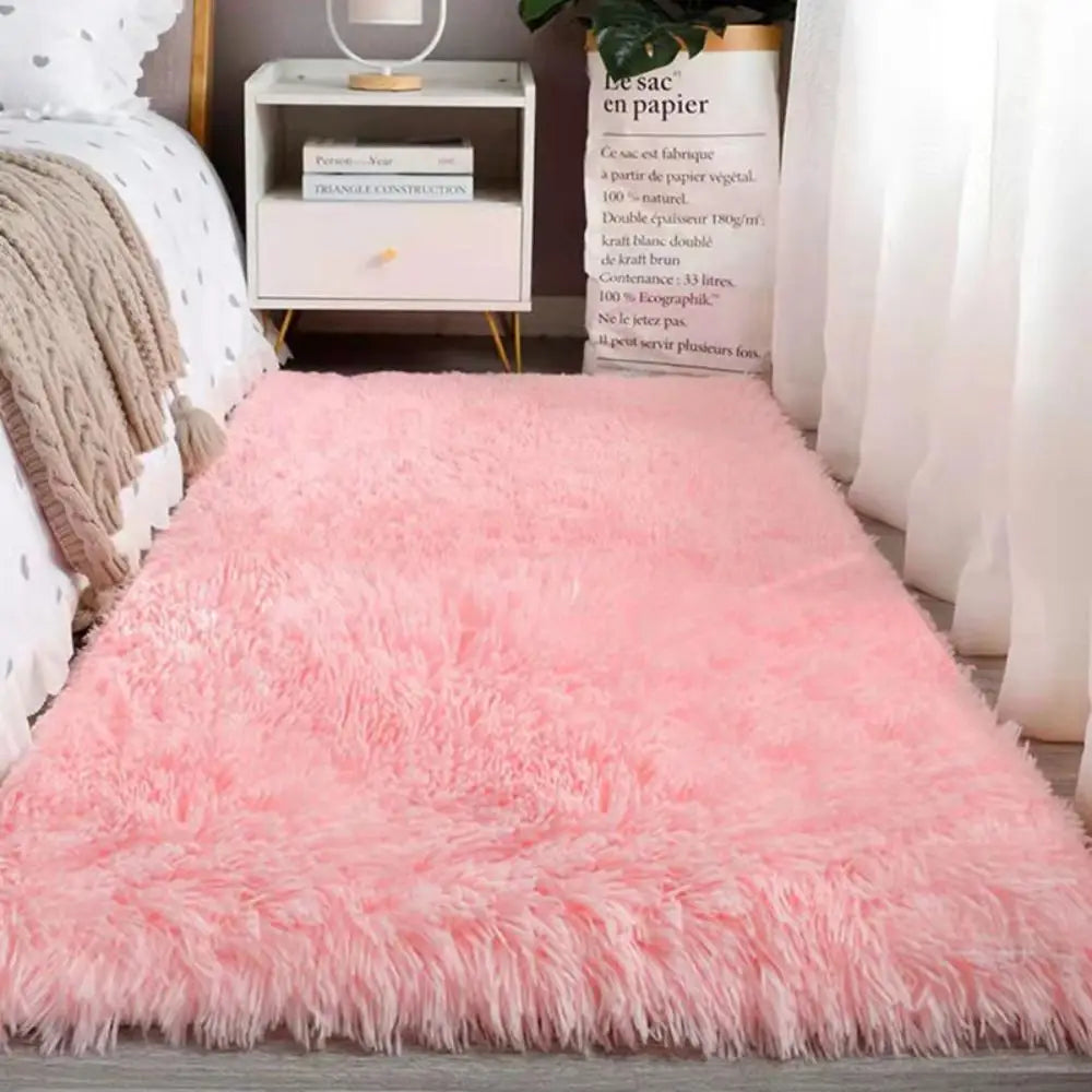 Ultra Soft Silk & Wool Area Rug | Plush Solid Color Carpet | Anti-Slip Bedroom & Living Room Floor Mat | Machine Washable