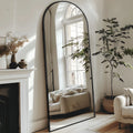 Full Length Mirror 58"x18" | Arched Floor Mirror with Stand | HD Glass, Aluminum Frame | Bedroom & Living Room Decor