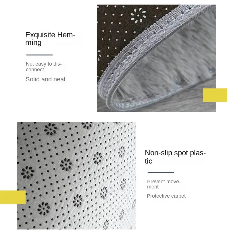 Ultra Soft Silk & Wool Area Rug | Plush Solid Color Carpet | Anti-Slip Bedroom & Living Room Floor Mat | Machine Washable