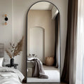 Full Length Mirror 58"x18" | Arched Floor Mirror with Stand | HD Glass, Aluminum Frame | Bedroom & Living Room Decor