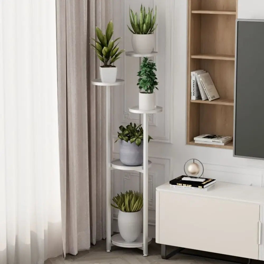 5-Tier Metal Plant Stand | Indoor Corner Planter Shelf | Anti-Slip Feet | Home & Office Decor