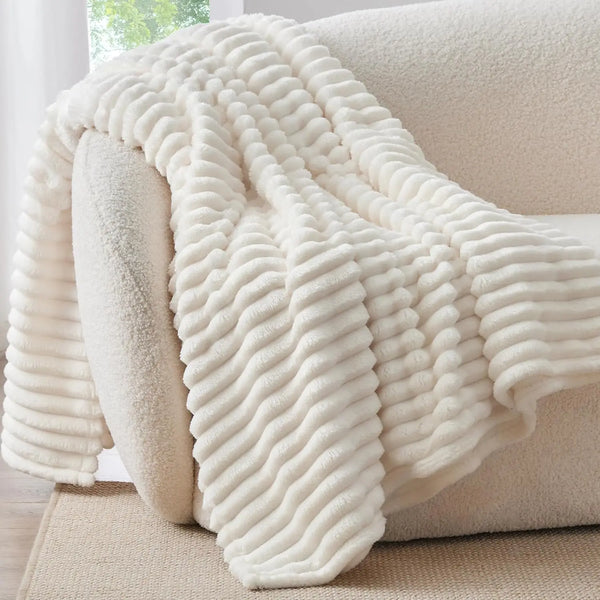 Premium 300GSM Bamboo Fleece Blanket | Soft & Warm Striped Throw | Anti-Pilling | Gift-Ready
