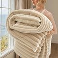 Striped Flannel Fleece Blanket | Ultra-Soft Lightweight Throw | 100% Polyester | Cozy Bed & Couch Blanket