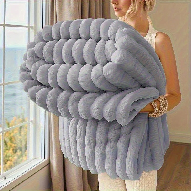 Premium 300GSM Bamboo Fleece Blanket | Soft & Warm Striped Throw | Anti-Pilling | Gift-Ready