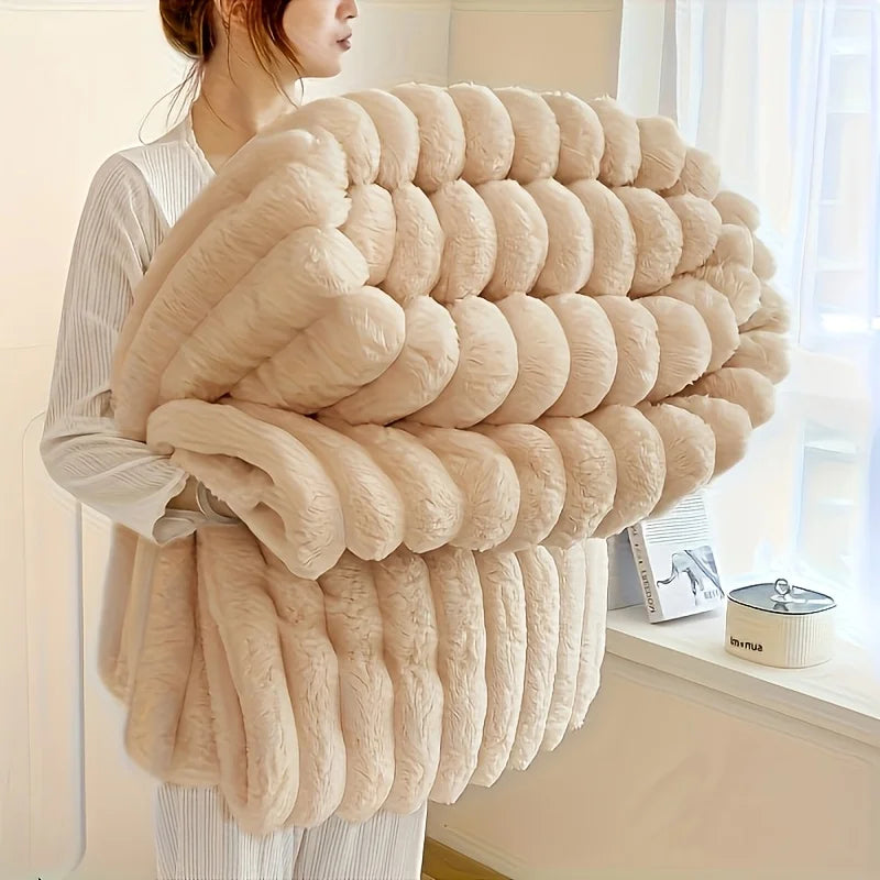 Premium 300GSM Bamboo Fleece Blanket | Soft & Warm Striped Throw | Anti-Pilling | Gift-Ready