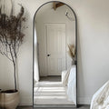 Full Length Mirror 58"x18" | Arched Floor Mirror with Stand | HD Glass, Aluminum Frame | Bedroom & Living Room Decor