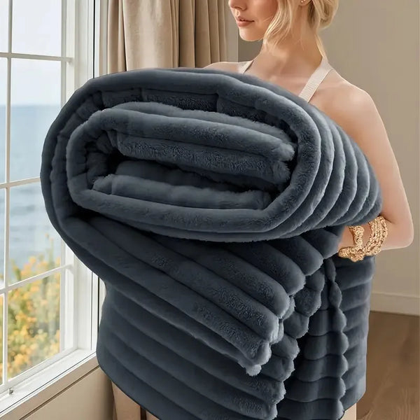 Striped Flannel Fleece Blanket | Ultra-Soft Lightweight Throw | 100% Polyester | Cozy Bed & Couch Blanket