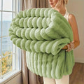 Premium 300GSM Bamboo Fleece Blanket | Soft & Warm Striped Throw | Anti-Pilling | Gift-Ready