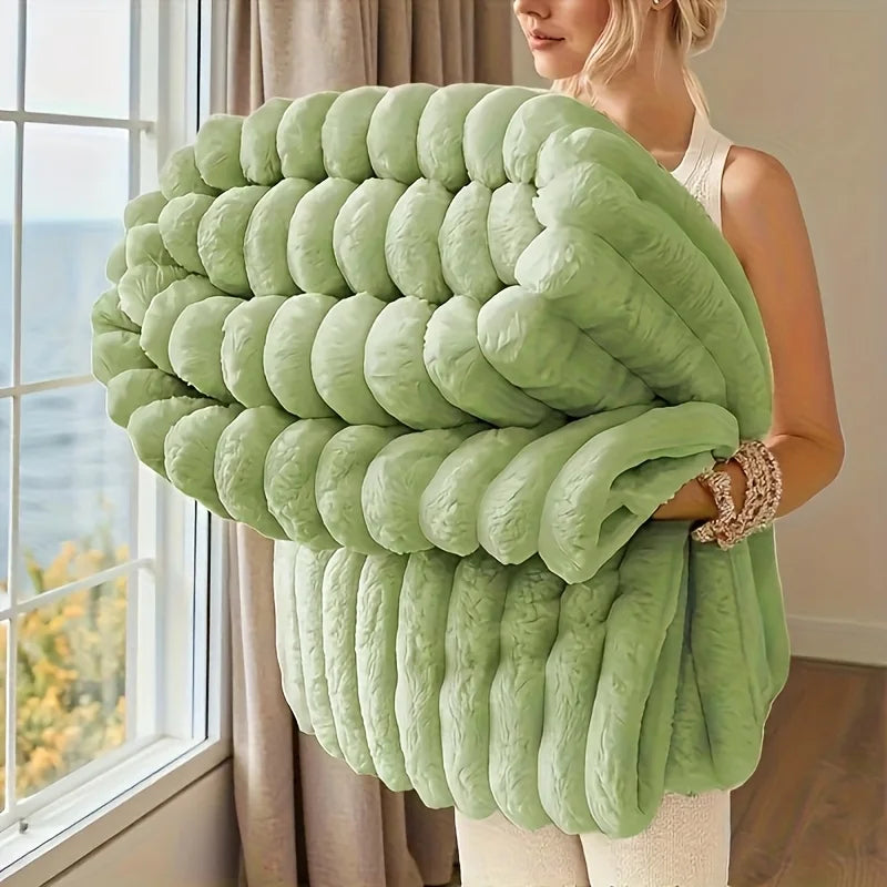 Premium 300GSM Bamboo Fleece Blanket | Soft & Warm Striped Throw | Anti-Pilling | Gift-Ready