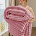 Striped Flannel Fleece Blanket | Ultra-Soft Lightweight Throw | 100% Polyester | Cozy Bed & Couch Blanket